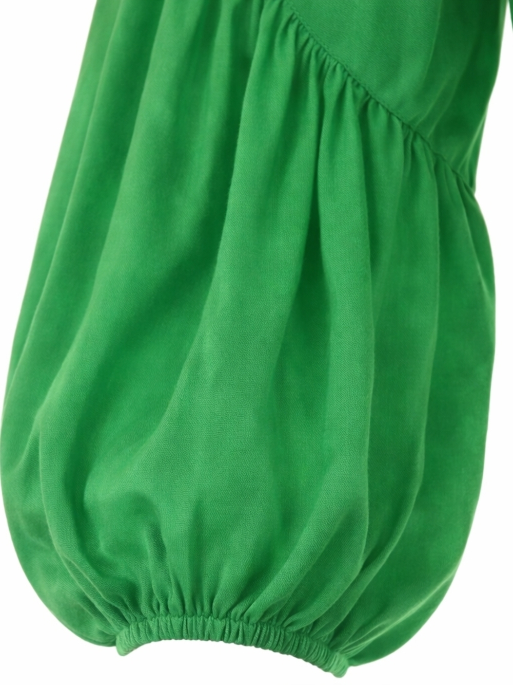 Amanda Uprichard Silk Tie Front Blouse Green Balloon Sleeve Crop Top S Chic - Picture 3 of 11